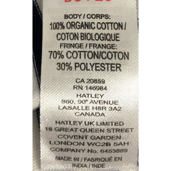 Hatley Corinne Top Navy Stripes Women Small Organic Cotton Tank Top Fringe Hem - Picture 6 of 8